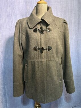 💠Guess Black Toggle Wool-Blend Pea Coat